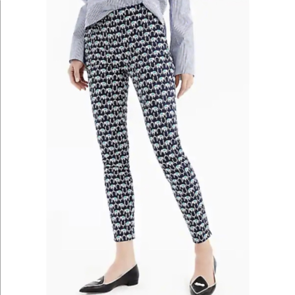 J. Crew Martie Cropped Pants in Elephant Print